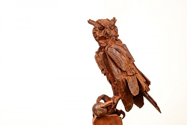 Uhu, Eisenguss, Stahlguss,Hofgartensaal, Tierplastik, Tierfigur, Kunst, Bildhauer, Tierskulptur